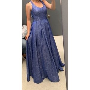 Macy's R & M Richards, Blue Sparkly prom dress.